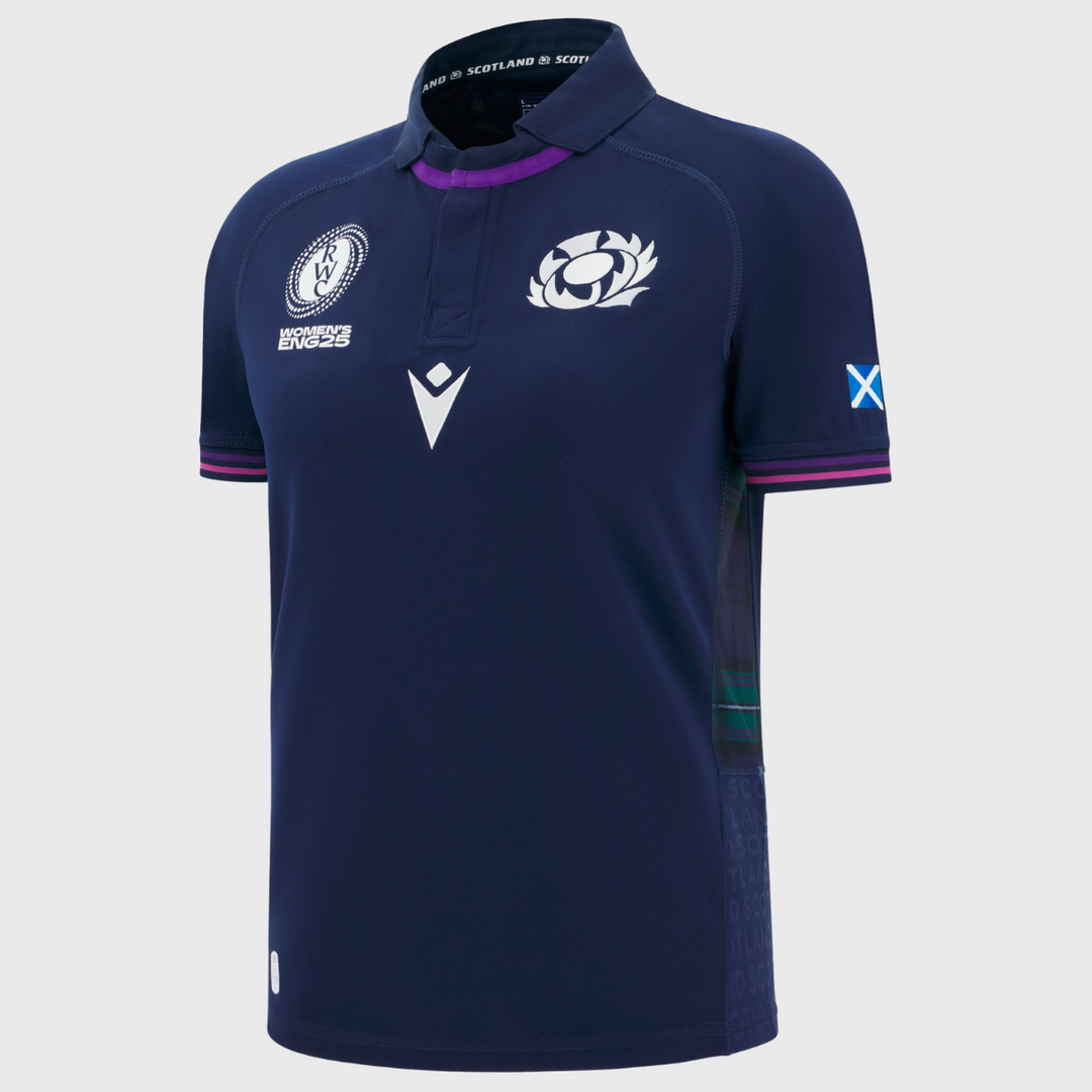 Macron Scotland WRWC 2025 Kid's Home Replica Shirt - Rugbystuff.com