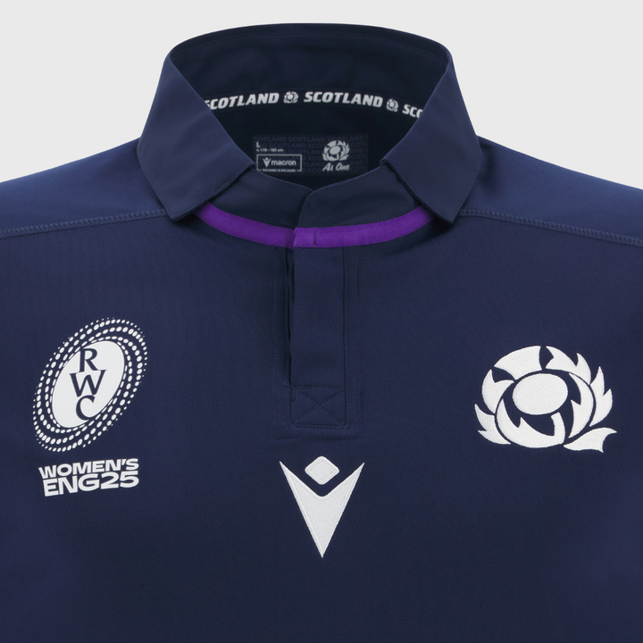 Macron Scotland WRWC 2025 Kid's Home Replica Shirt - Rugbystuff.com