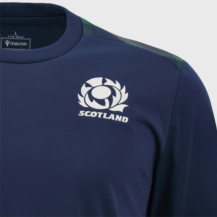 Macron Scotland Rugby Kid's Crew Sweatshirt Blurple/Tartan - Rugbystuff.com