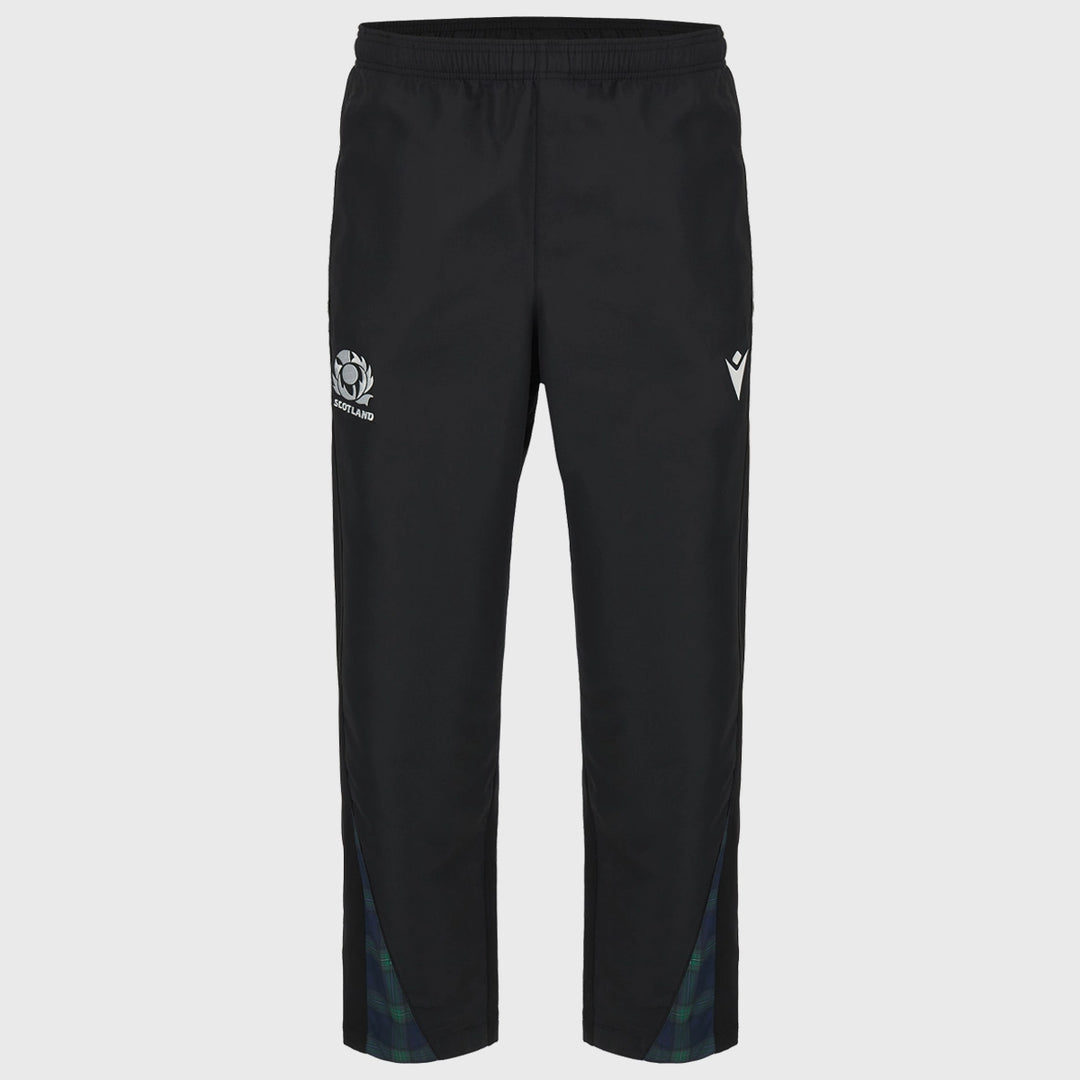 Macron Scotland Rugby Kid's Travel Track Pants Black/Tartan - Rugbystuff.com