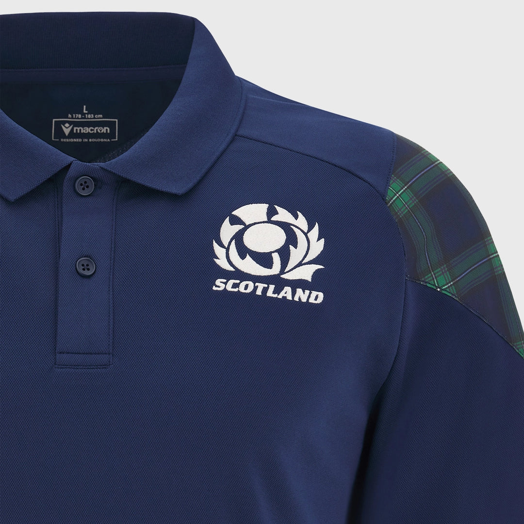 Macron Scotland Rugby Polo Shirt Blurple/Tartan - Rugbystuff.com