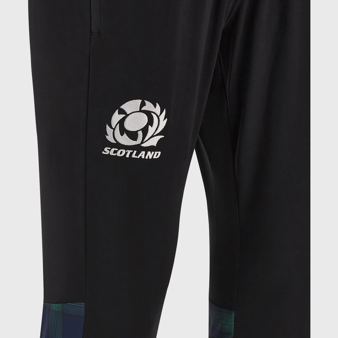 Macron Scotland Rugby Kid's Fitted Track Pants Black/Tartan - Rugbystuff.com