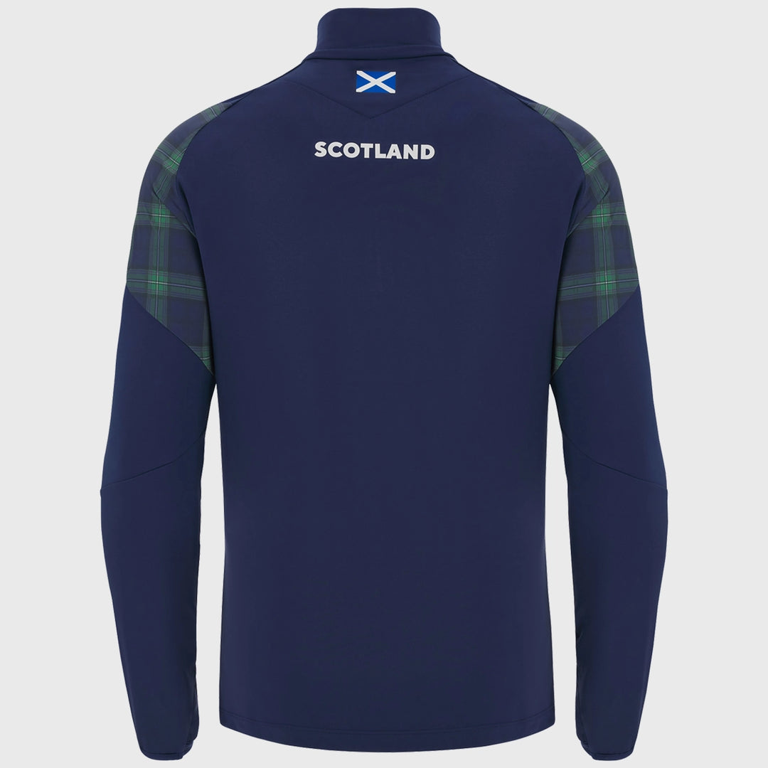 Macron Scotland Rugby Kid's Performance 1/4 Zip Top Blurple/Tartan - Rugbystuff.com