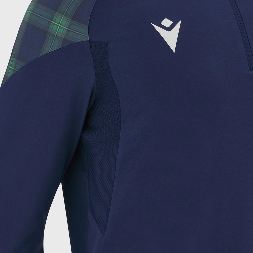 Macron Scotland Rugby Kid's Performance 1/4 Zip Top Blurple/Tartan - Rugbystuff.com