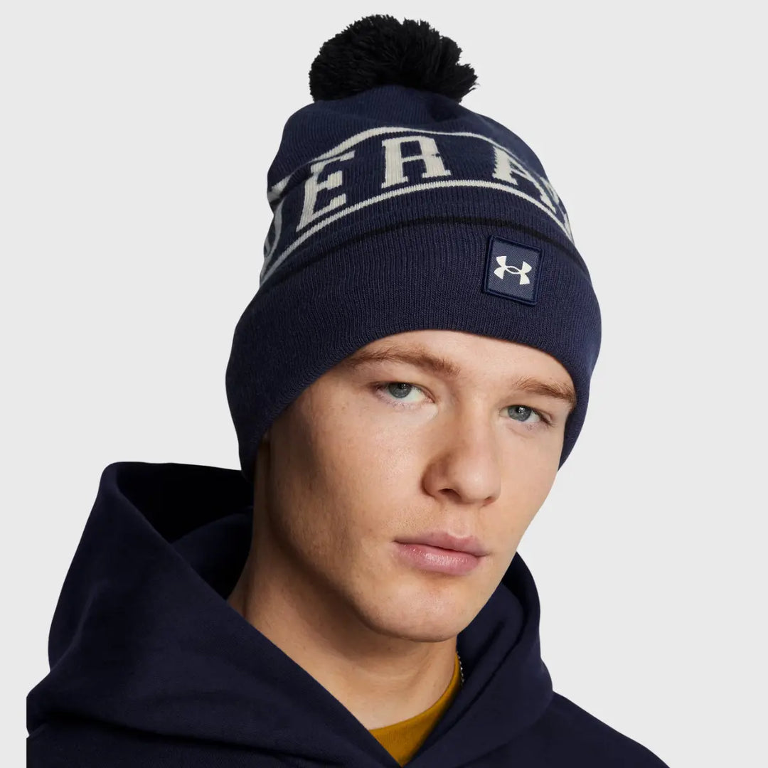 Under Armour Halftime Pom Beanie Navy - Rugbystuff.com