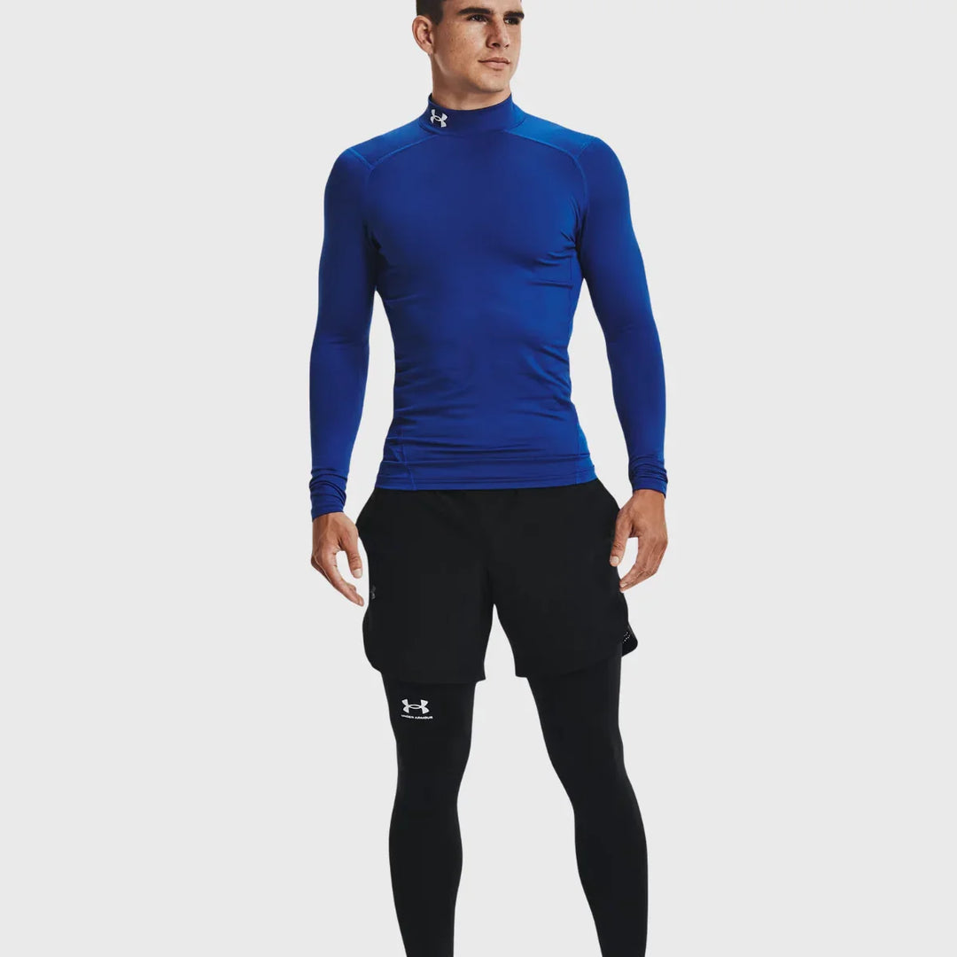 Under Armour ColdGear Men's Compression Mock Long Sleeve Royal - Rugbystuff.com