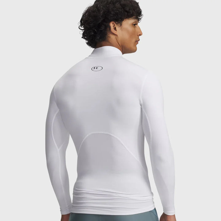 Under Armour ColdGear Men's Compression Mock Long Sleeve White - Rugbystuff.com