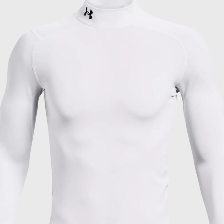 Under Armour ColdGear Men's Compression Mock Long Sleeve White - Rugbystuff.com