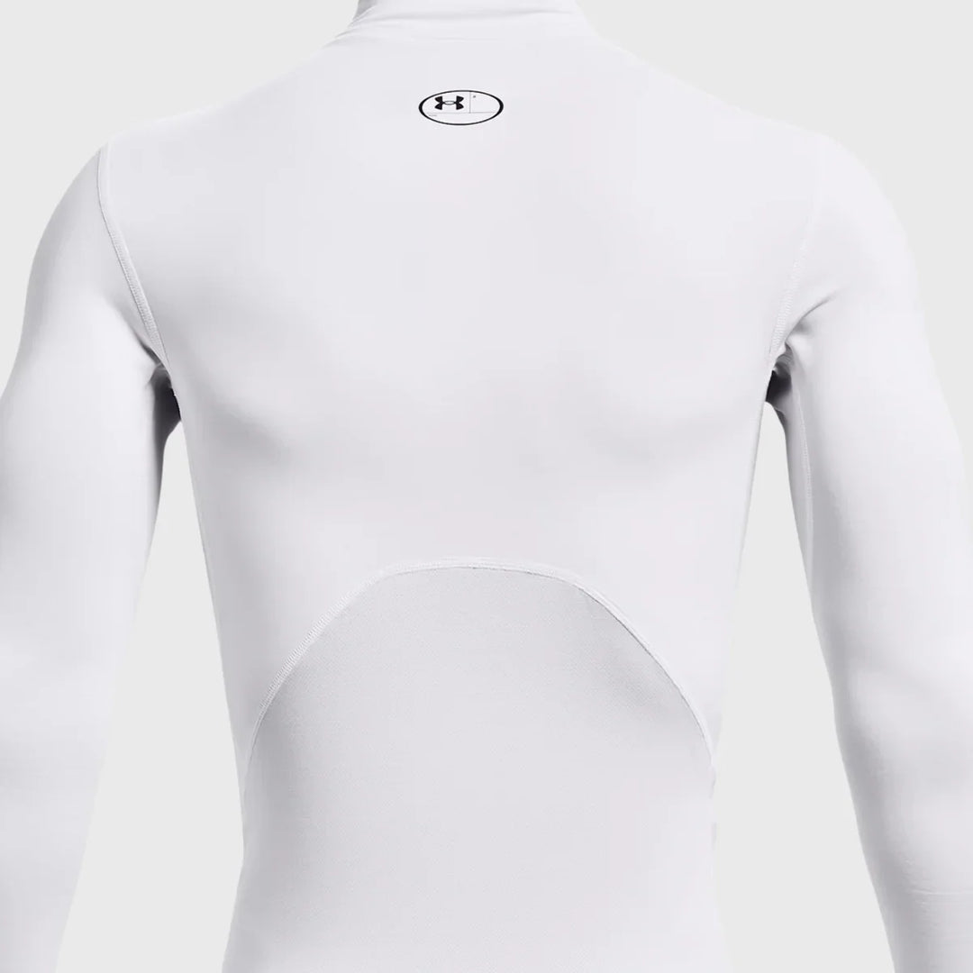 Under Armour ColdGear Men's Compression Mock Long Sleeve White - Rugbystuff.com