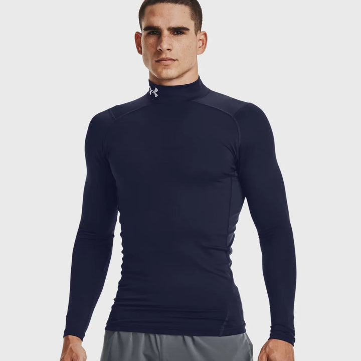 Under Armour ColdGear Men's Compression Mock Long Sleeve Navy - Rugbystuff.com