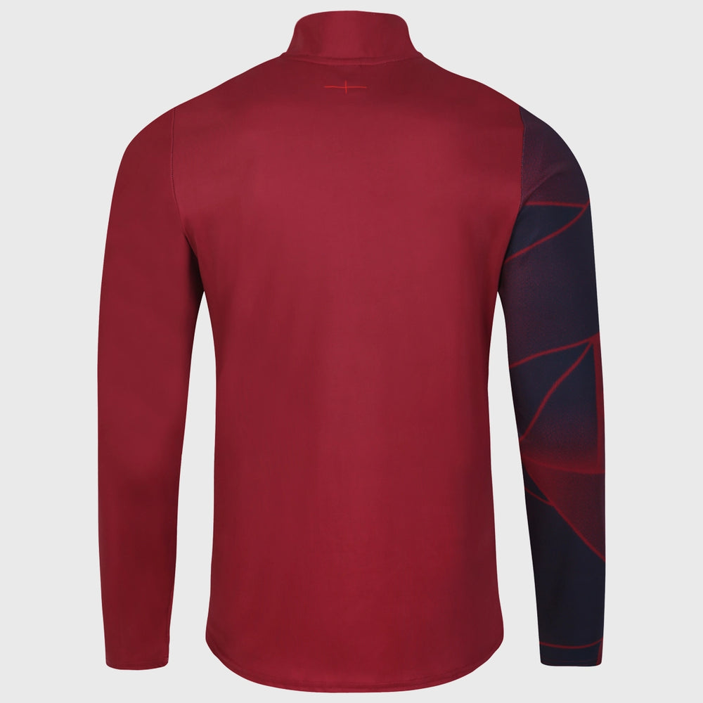 Umbro England Rugby Men's Warm Up 1/4 Zip Mid Layer Top Tibetan Red - Rugbystuff.com