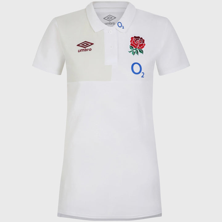 Umbro England Rugby Women's Polo Shirt White - Rugbystuff.com