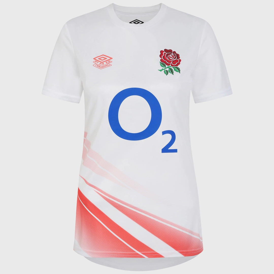Umbro England Red Roses Women's Warm Up Rugby Jersey White - Rugbystuff.com