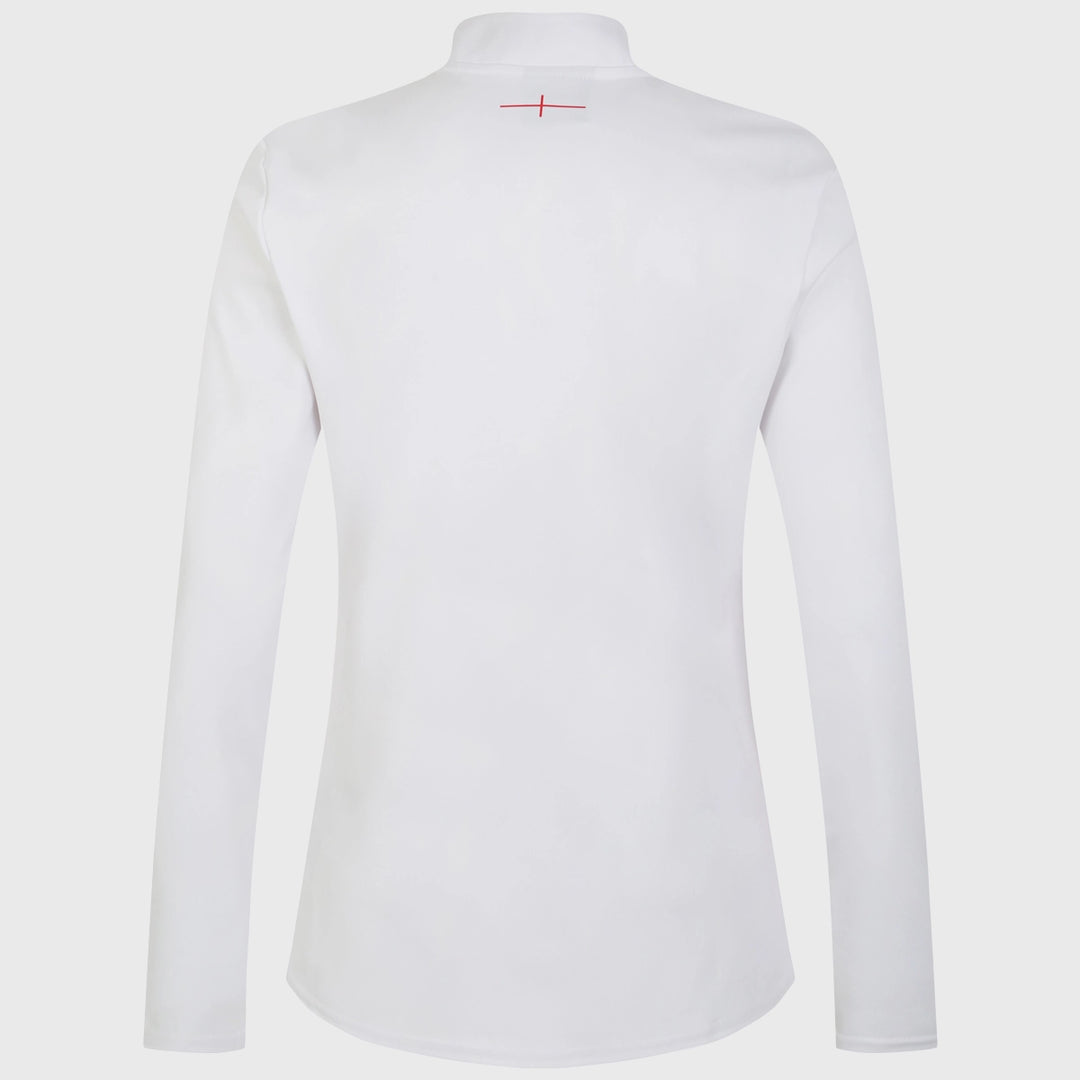 Umbro England Red Roses Women's Warm Up 1/4 Zip Mid Layer Top White - Rugbystuff.com