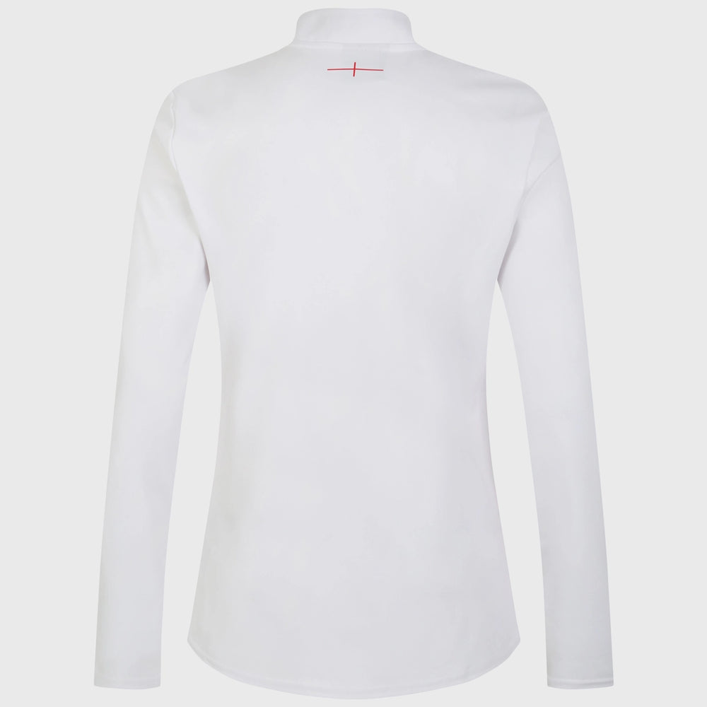 Umbro England Red Roses Women's Warm Up 1/4 Zip Mid Layer Top White - Rugbystuff.com