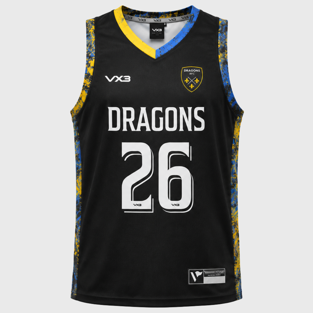 VX3 Dragons Elite Basketball Vest Black/Royal/Gold 2026/27