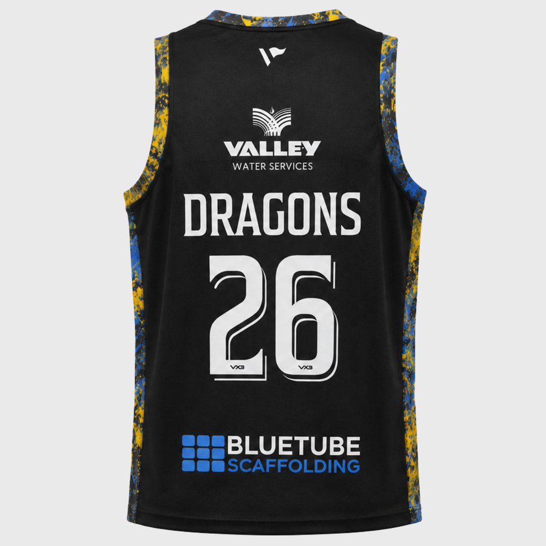 VX3 Dragons Elite Basketball Vest Black/Royal/Gold 2026/27