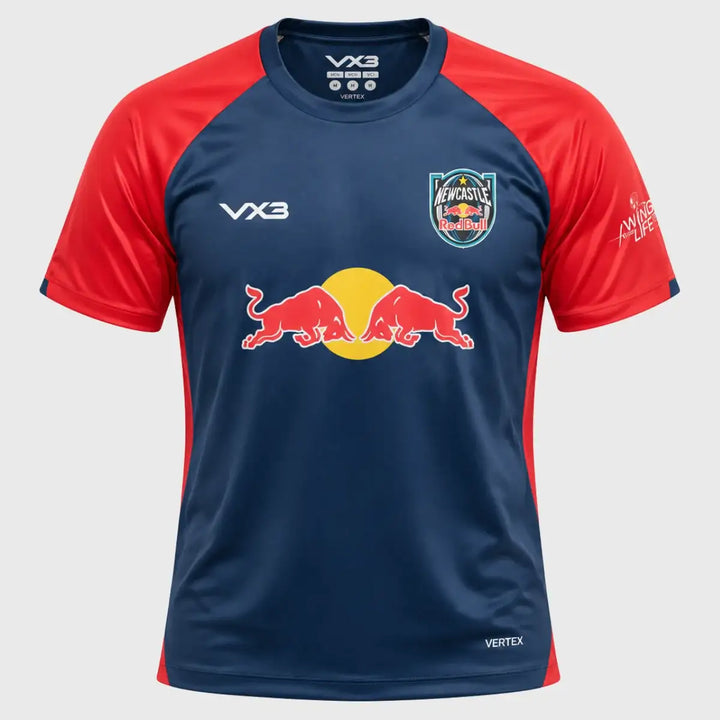 VX3NewcastleRedBullsVertexTrainingTeeNavy - Rugbystuff.com