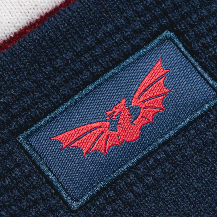 VX3 Scarlets Bobble Beanie Hat Navy/Red/White 2025/26 - Rugbystuff.com