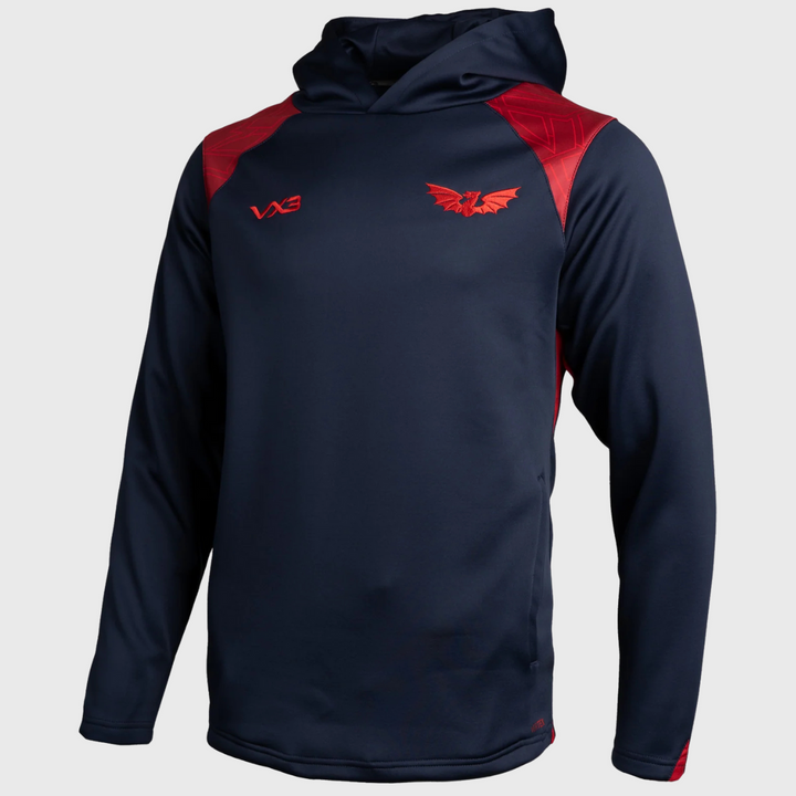 VX3 Scarlets Vertex Training Hoody Navy/Red 2025/26 - Rugbystuff.com