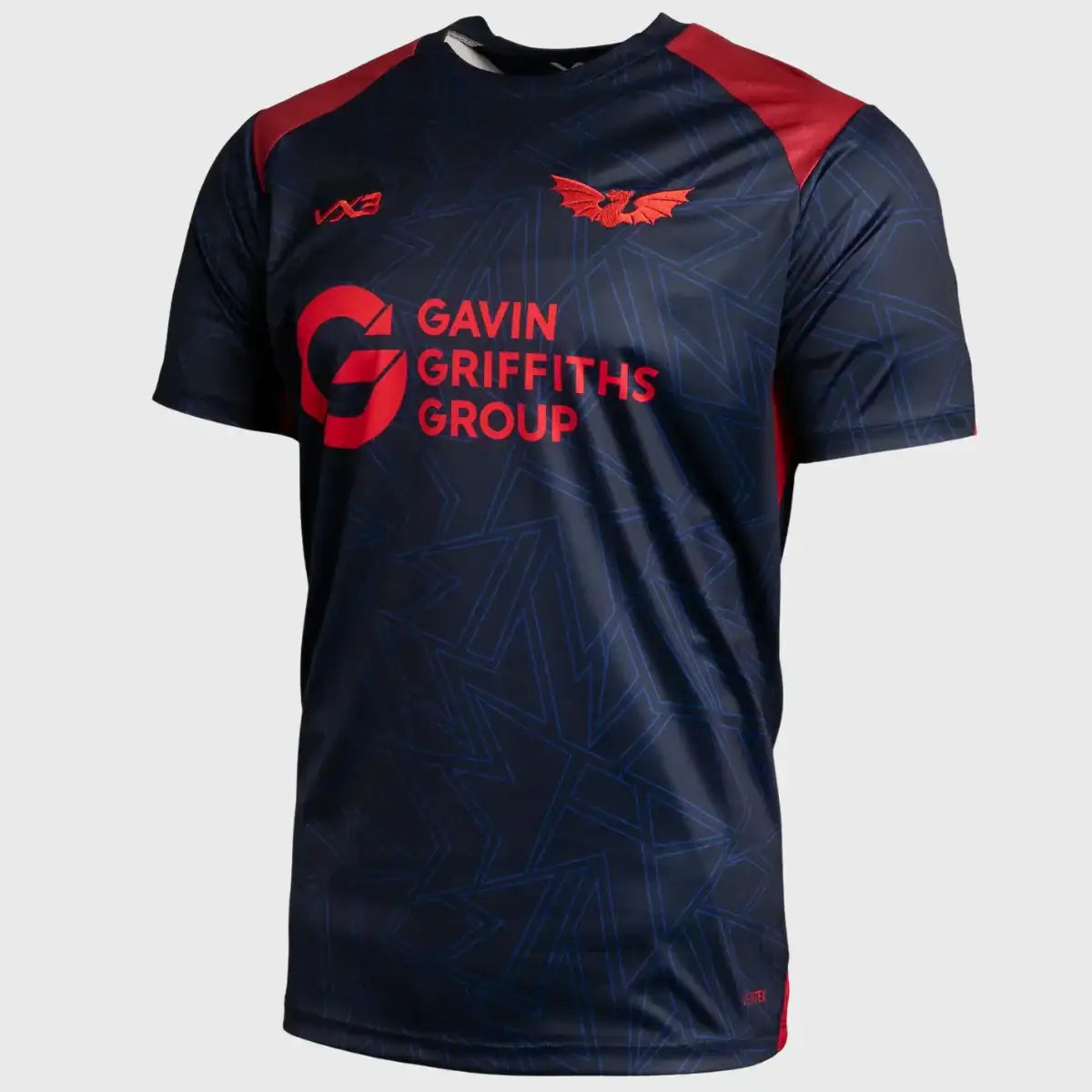 VX3 Scarlets Vertex Training Tee Navy/Red 2025/26 – Rugbystuff.com