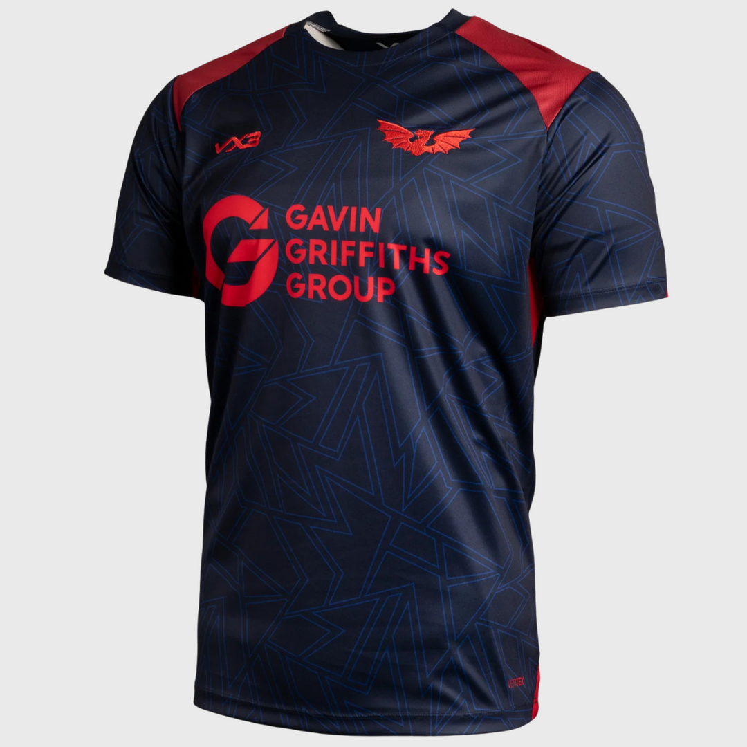 VX3 Scarlets Vertex Training Tee Navy/Red 2025/26 - Rugbystuff.com