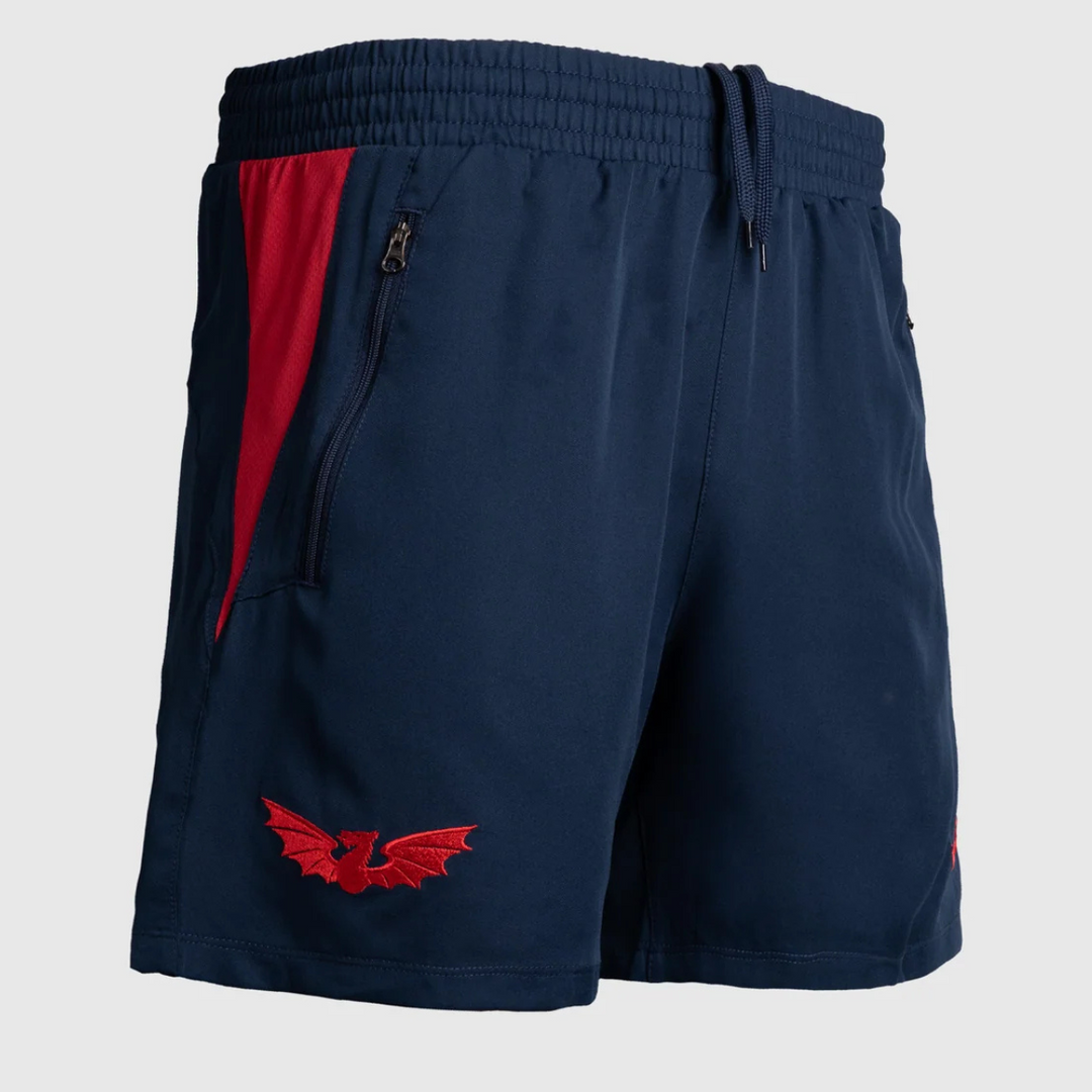VX3 Scarlets Vertex Gym Shorts Navy/Red 2025/26 - Rugbystuff.com