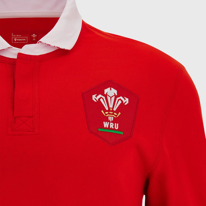 Macron Wales Men's Home Cotton Long Sleeve Rugby Shirt 2023/24 - Rugbystuff.com