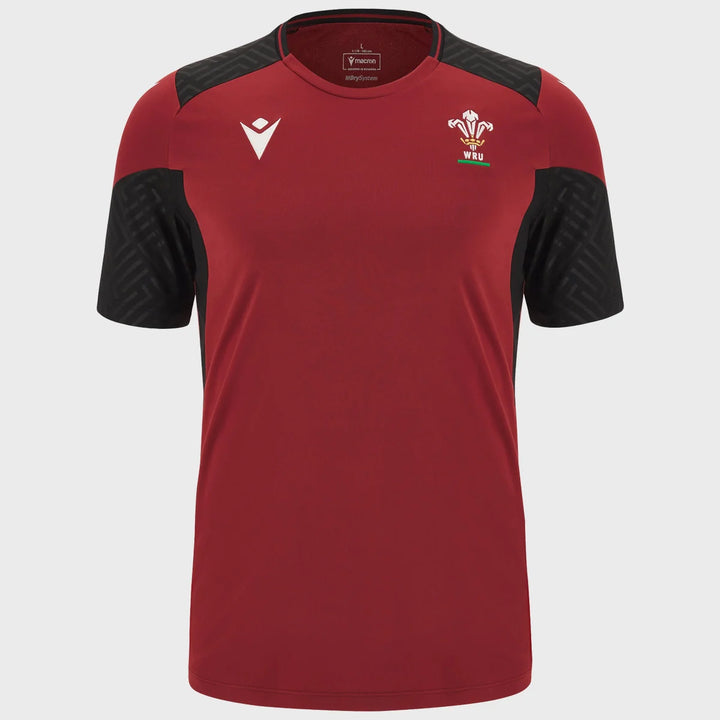 Macron Wales Rugby Kid's Poly Dry Tee 2023/24 Red - Rugbystuff.com