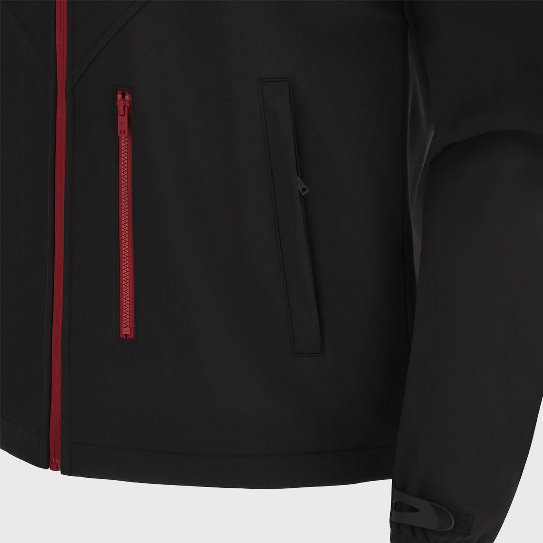 Macron Wales Rugby Men's Softshell Jacket Black - Rugbystuff.com