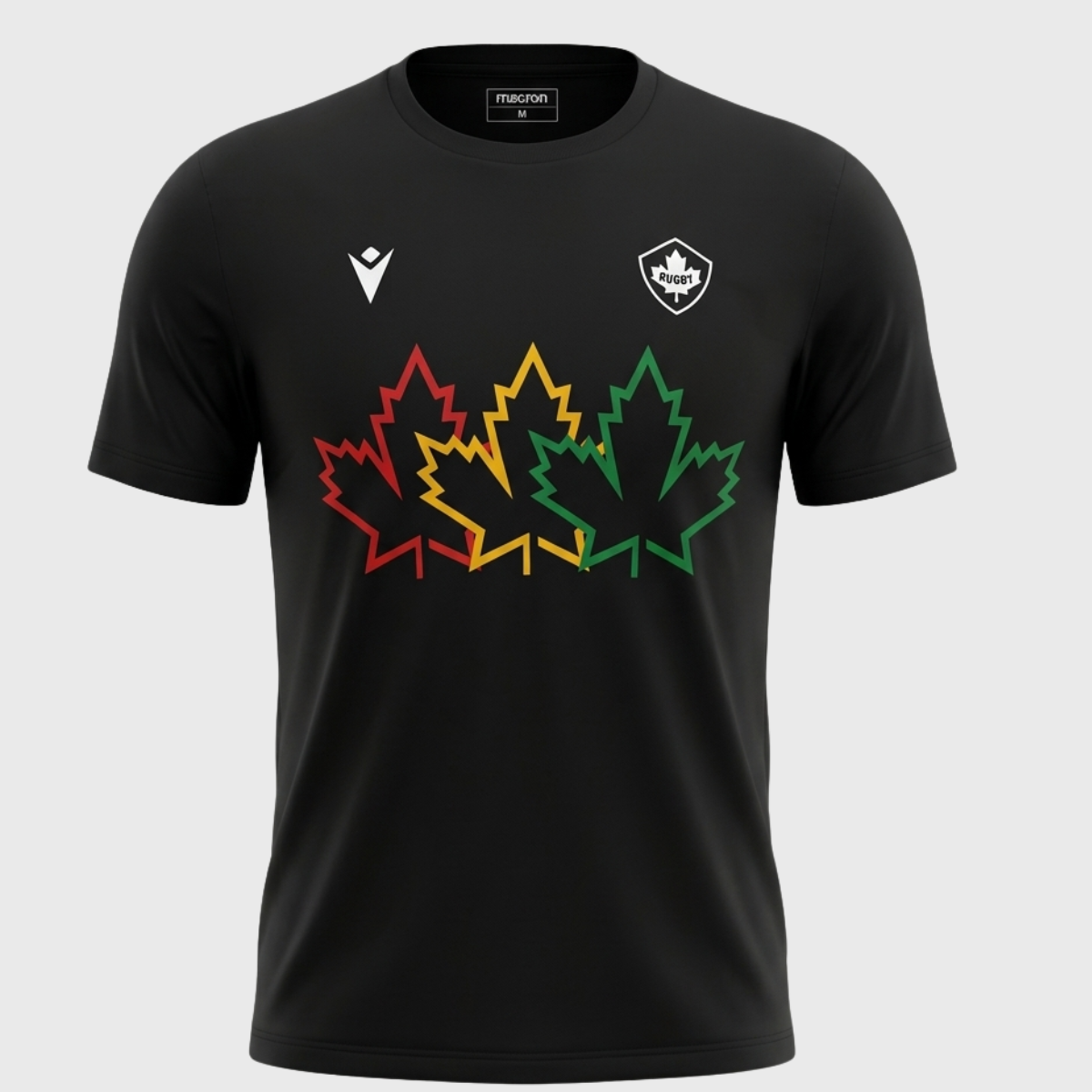 Macron Canada Rugby Travel Cotton Tee Black 2025/26 - Rugbystuff.com