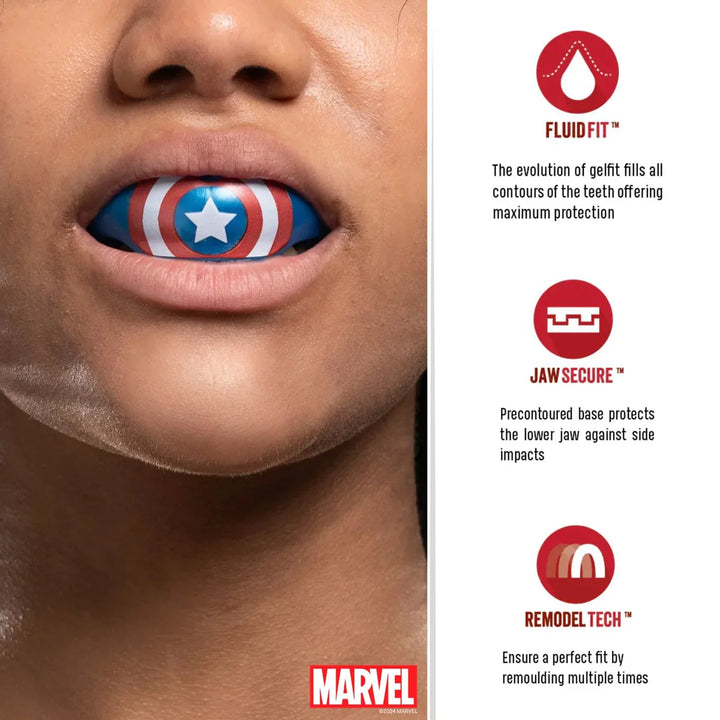 Safejawz Marvel Captain America Ortho Braces Mouthguard - Rugbystuff.com