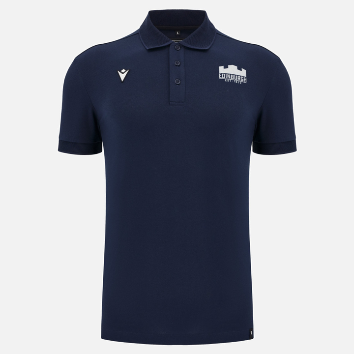 Macron Edinburgh Rugby Cotton Polo Shirt Navy