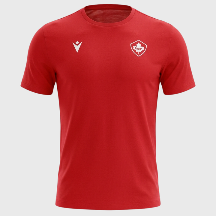 Macron Canada Rugby Travel Cotton Tee Red 2025/26 - Rugbystuff.com