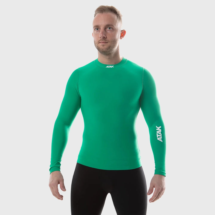 Atak Sports Unisex Long Sleeve Compression Top Green - Rugbystuff.com