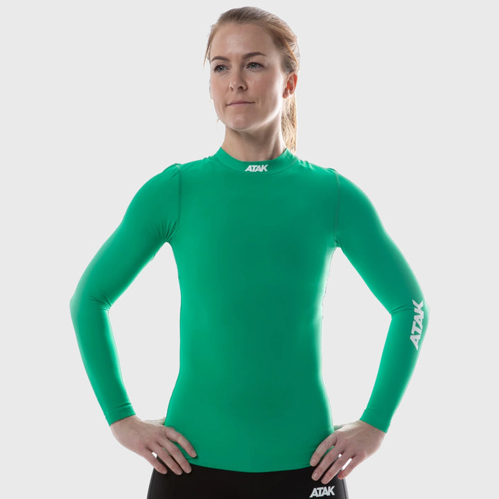 Atak Sports Unisex Long Sleeve Compression Top Green - Rugbystuff.com