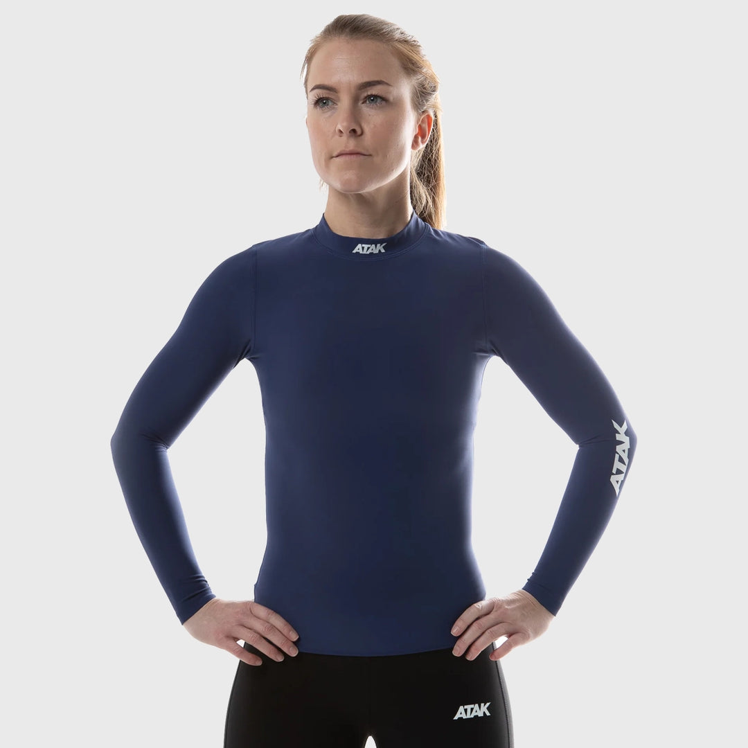 Atak Sports Unisex Long Sleeve Compression Top Navy - Rugbystuff.com