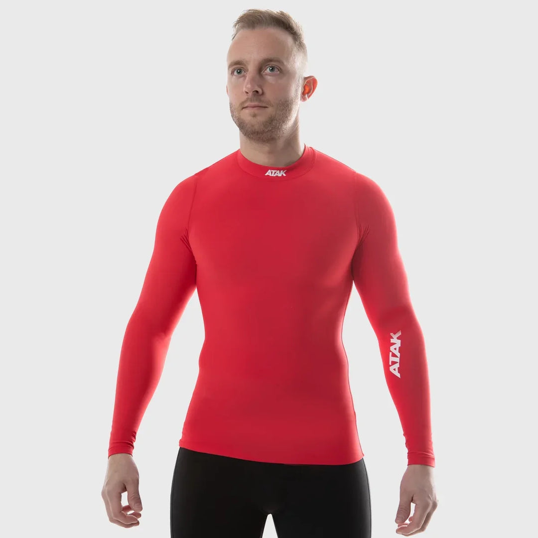 Atak Sports Unisex Long Sleeve Compression Top Red - Rugbystuff.com