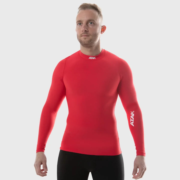 Atak Sports Unisex Long Sleeve Compression Top Red - Rugbystuff.com