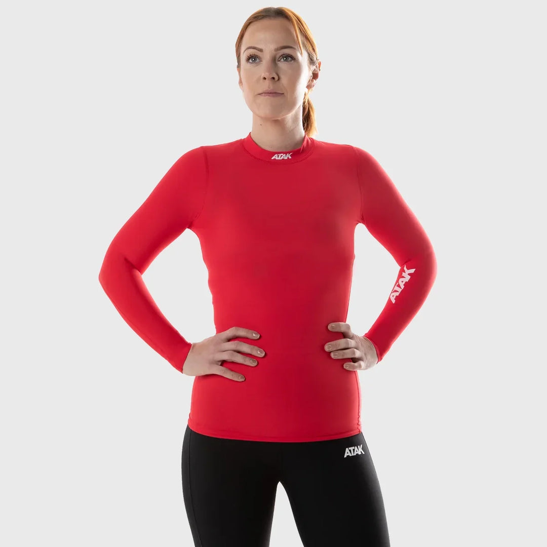 Atak Sports Unisex Long Sleeve Compression Top Red - Rugbystuff.com