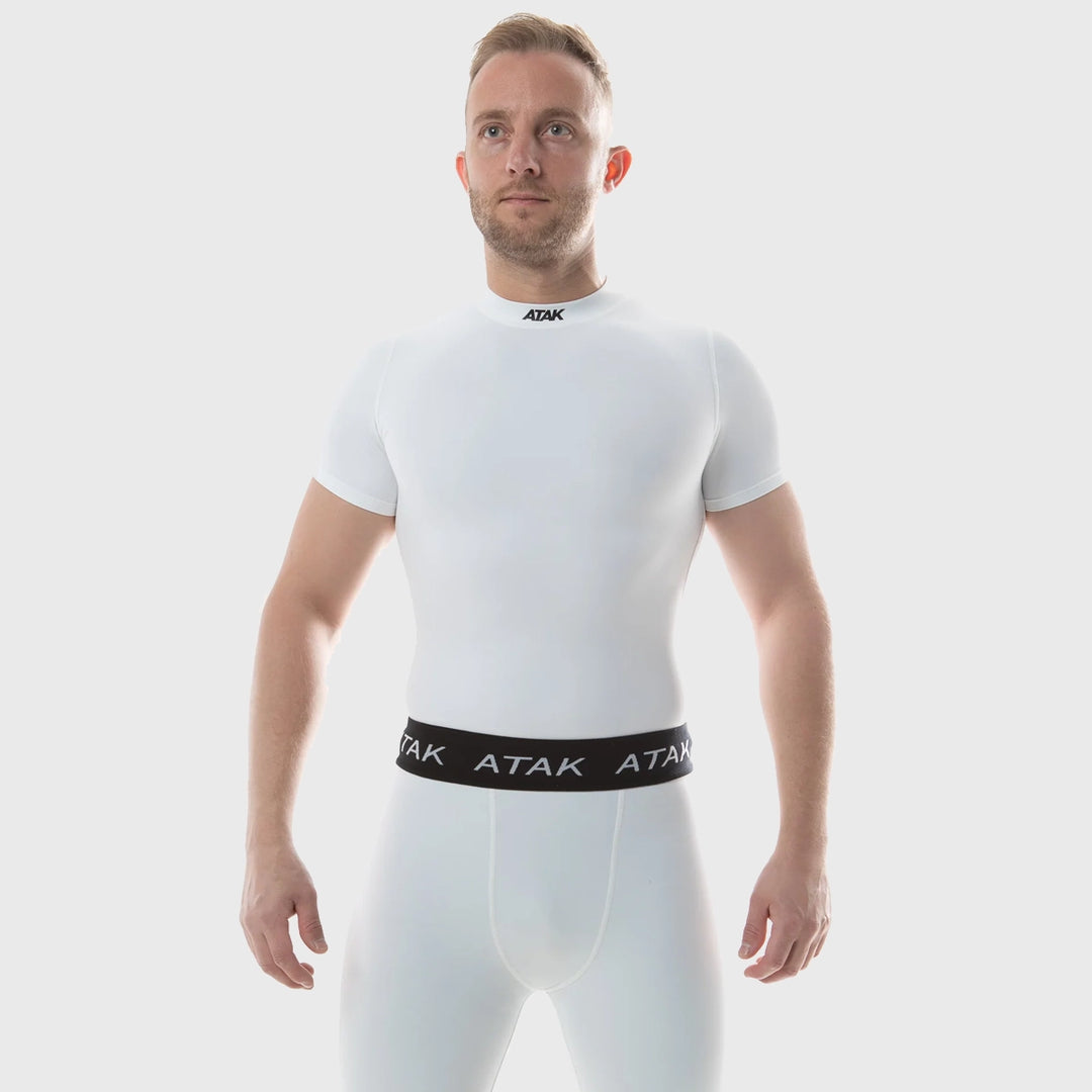 Atak Sports Unisex Short Sleeve Compression Top White - Rugbystuff.com