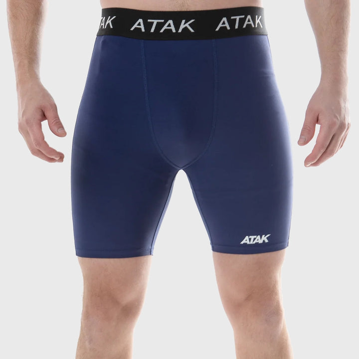 Atak Sports Kid's Compression Shorts Navy - Rugbystuff.com