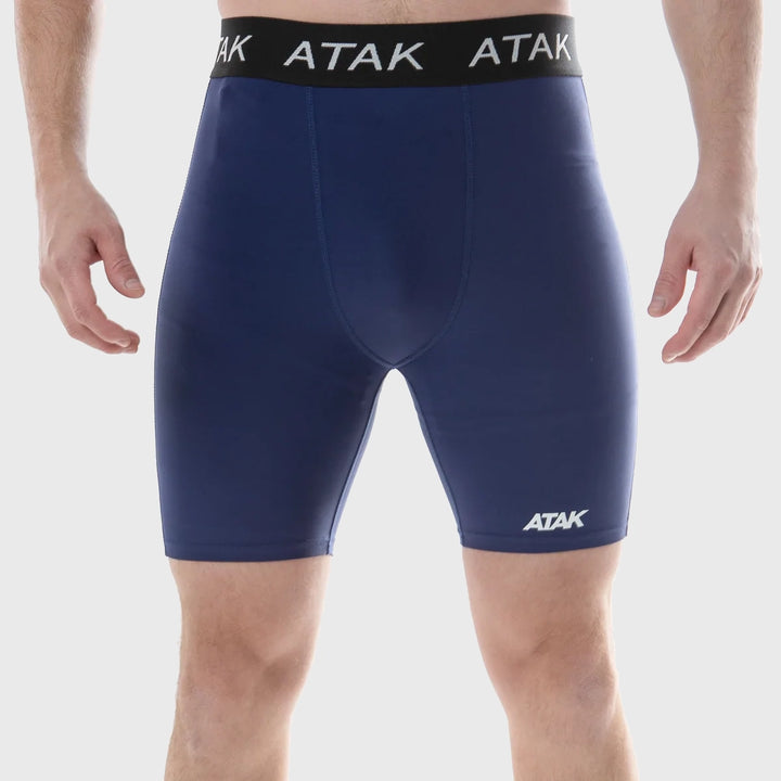 Atak Sports Men's Compression Shorts Navy - Rugbystuff.com