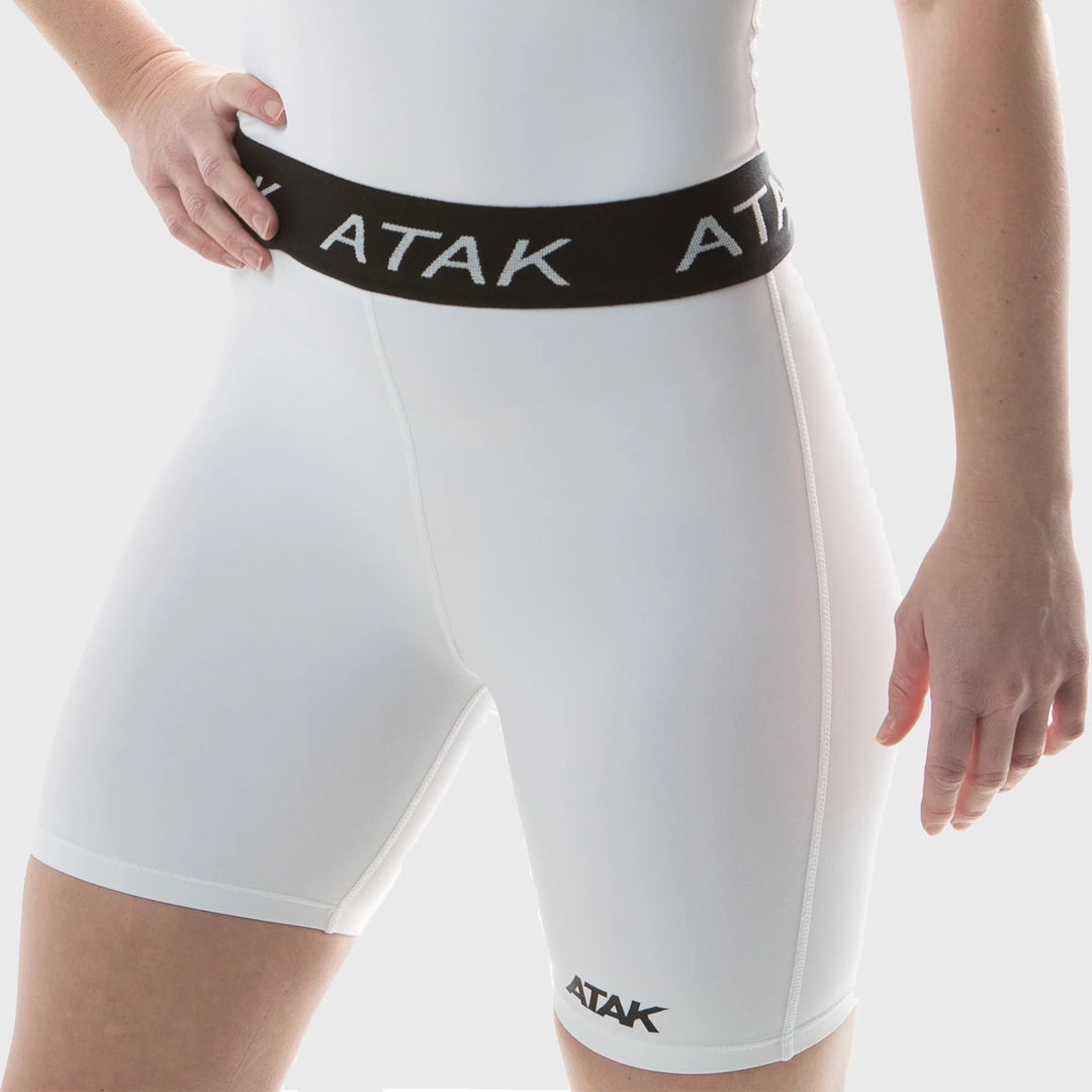 Atak Sports Women's Compression Shorts White - Rugbystuff.com