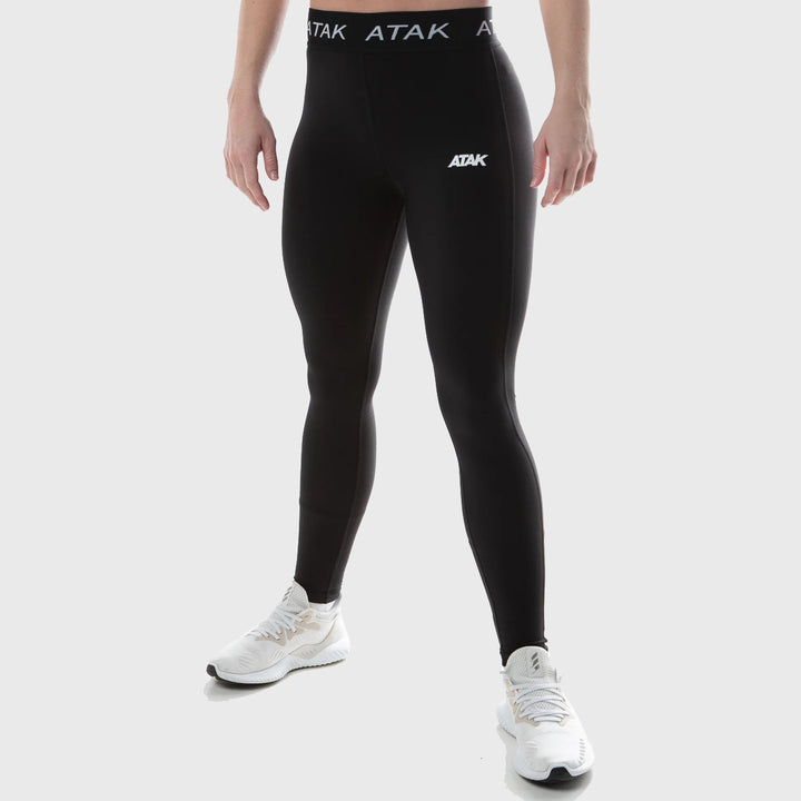 Atak Sports Women's Compression Tights Black - Rugbystuff.com