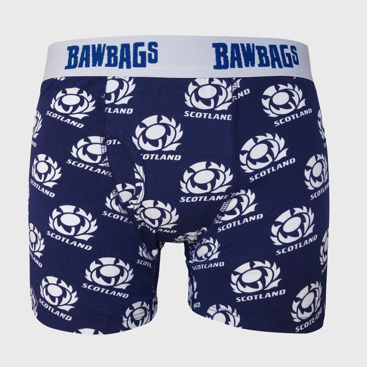 Bawbags Scotland Rugby Logo Boxer Shorts Navy/White - Rugbystuff.com