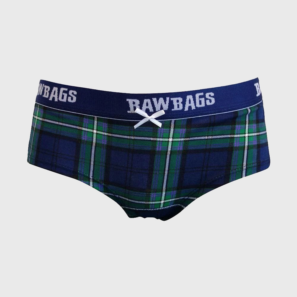 Bawbags Scotland Rugby Women's Tartan Briefs Navy Blue - Rugbystuff.com