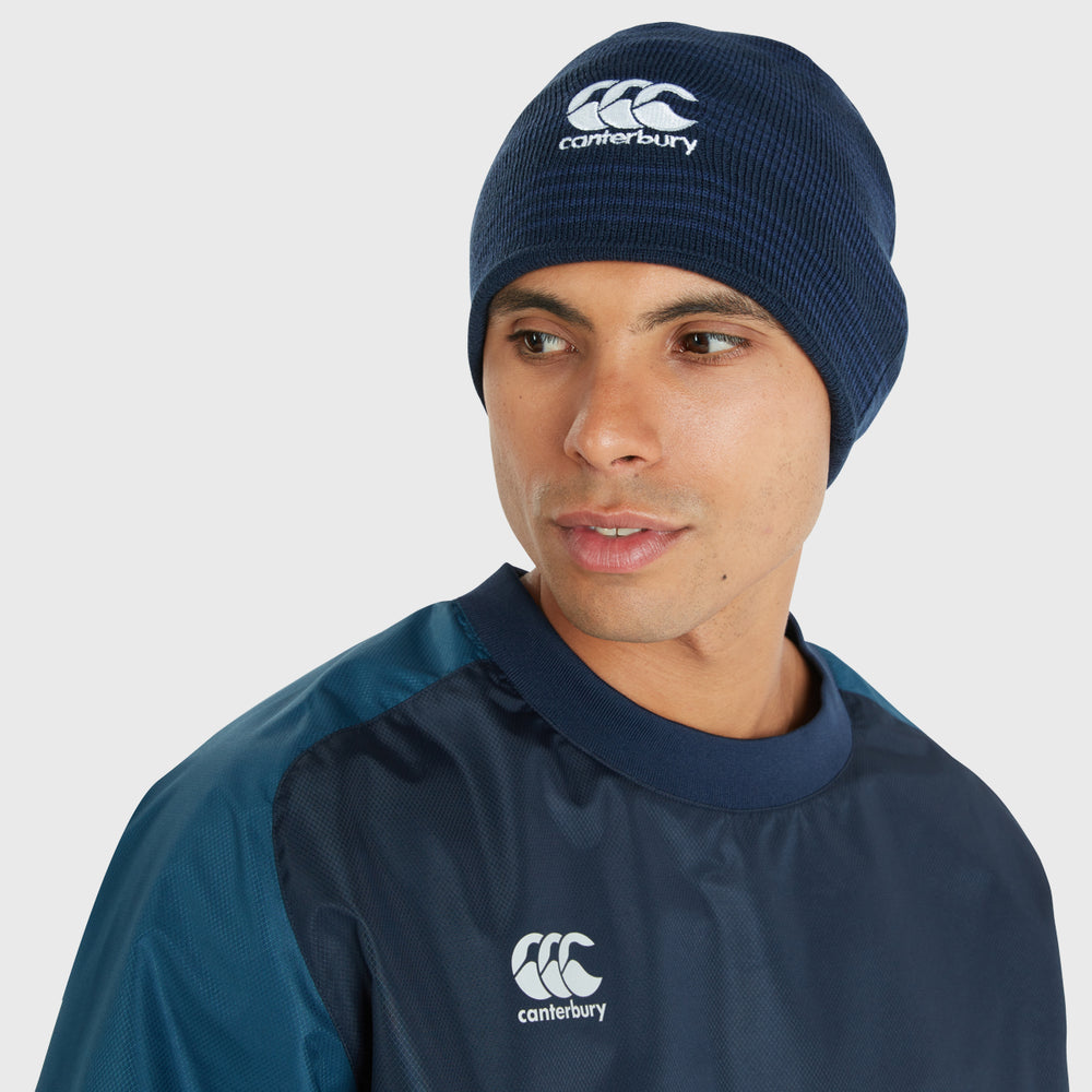Canterbury Stripe Beanie Hat Navy - Rugbystuff.com