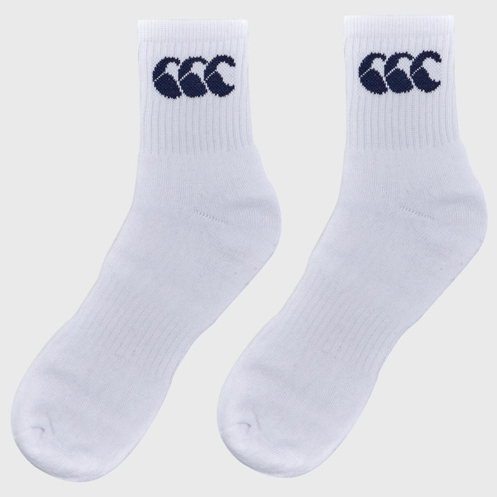 Canterbury Crew Socks 3 Pack White/Navy - Rugbystuff.com