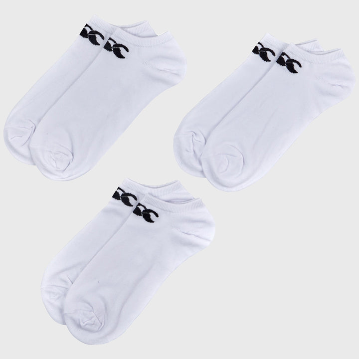 Canterbury Trainer Liner Socks 3 Pack White/Black - Rugbystuff.com